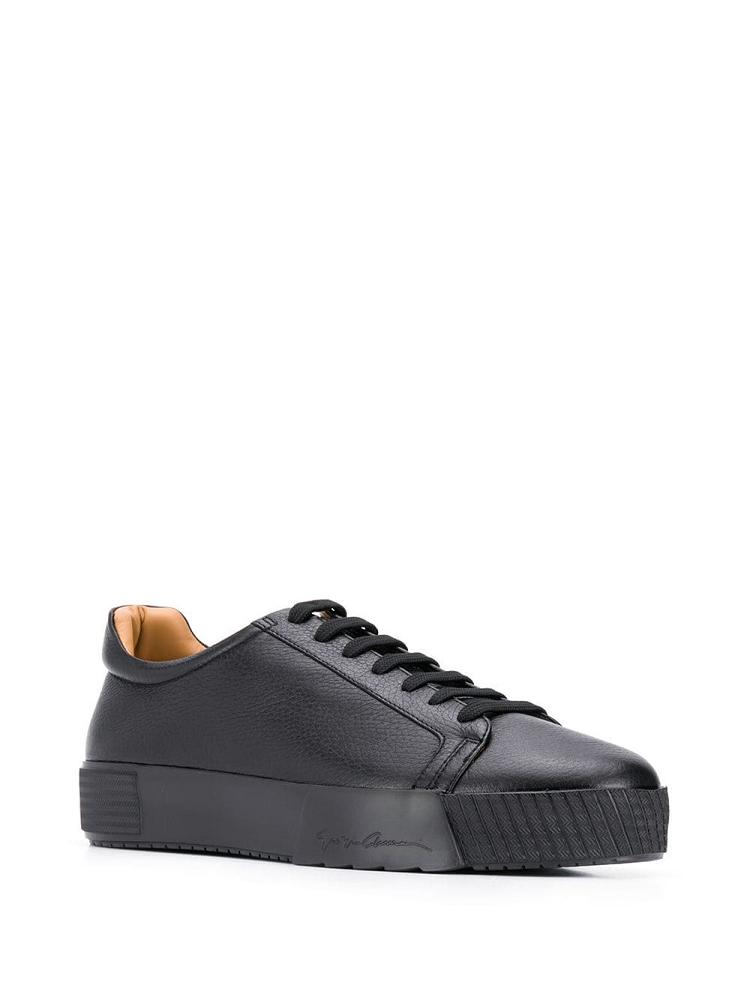 Zapatillas Giorgio Armani Cuero Encaje Up Hombre Negras | ETZL5WTY