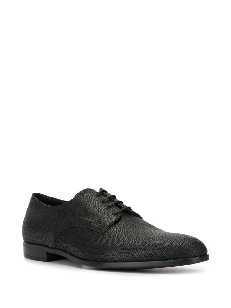 Zapatos Derby Armani Emporio Lizard Effect Hombre Negras | 2AKEUMDX